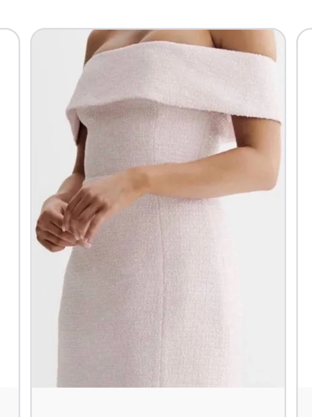 Meshki Helena Blush Off-the-Shoulder Tweed Mini Dress - Picture 6 of 6
